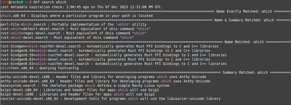 On Enterprise Linux distributions, the which command is installed by a separate package.
