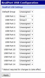 AnywhereUSB Port Group Configuration