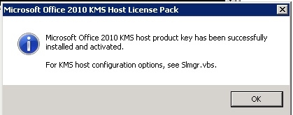 Office 2010 KMS Host License Pack License installed