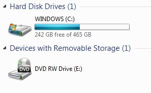Windows C: new drive size