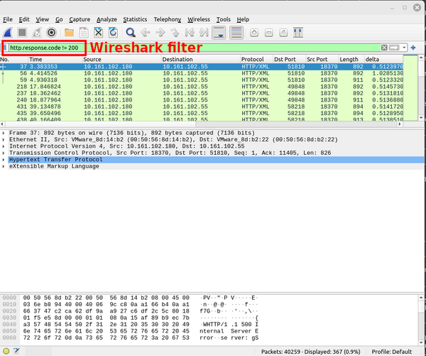Using HTTP filter in Wireshark on a tcpdump pcap file