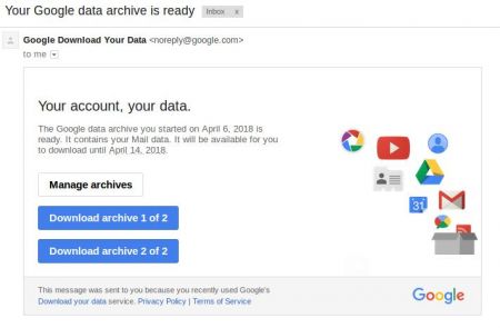 Google data archive is ready