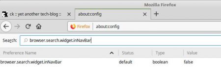 Firefox change config to show search field again