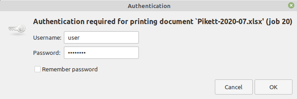 Linux printer queue authentication