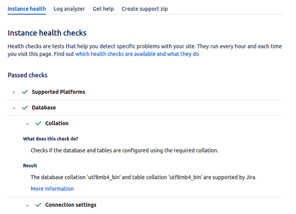 Jira database migrated to utf8mb4 - health checks pass