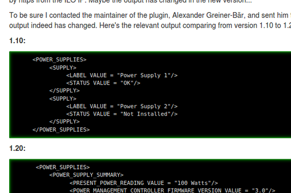 XML output shown as content of an article