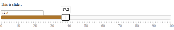 nouislider slider value shown in input text field