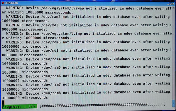 WARNING: Device /dev/xxx not initialized in udev database