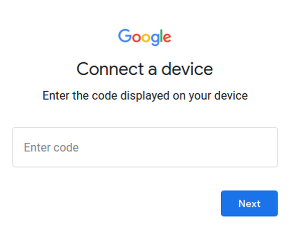 Google connect a device code