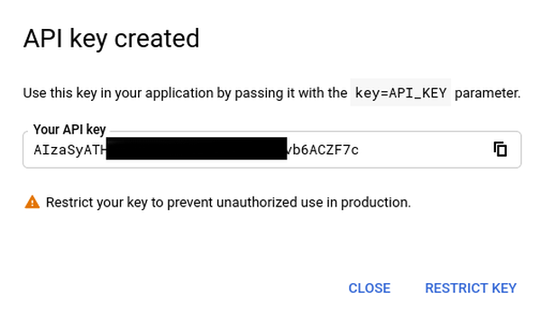 Google API key