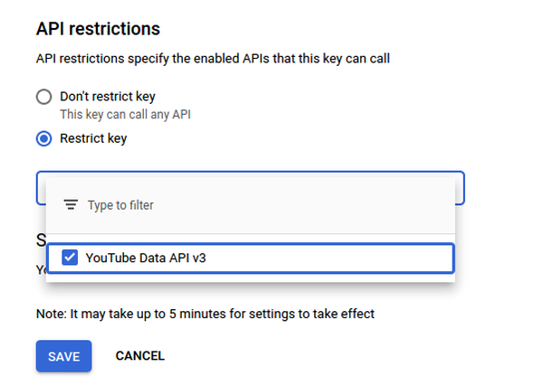 Google restrict api key