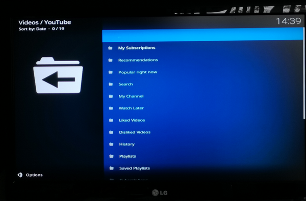 Using Youtube as video source in Kodi