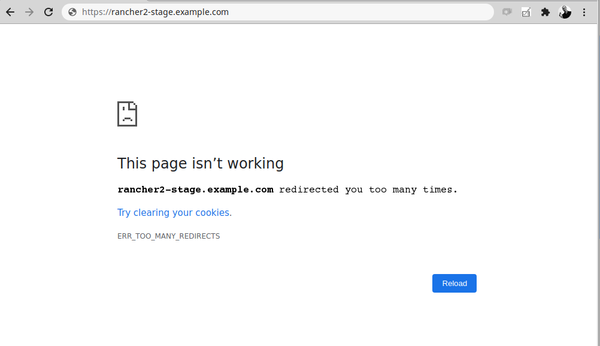 Rancher 2 user interface too many redirects