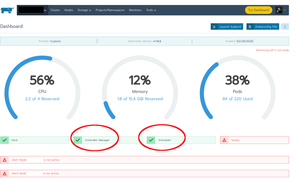 Rancher UI cluster components healthy