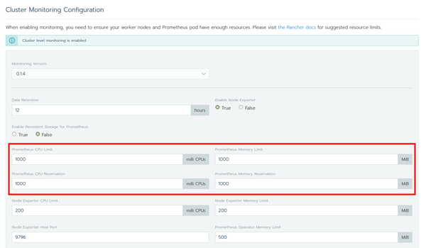 Adjust cluster monitoring configuration