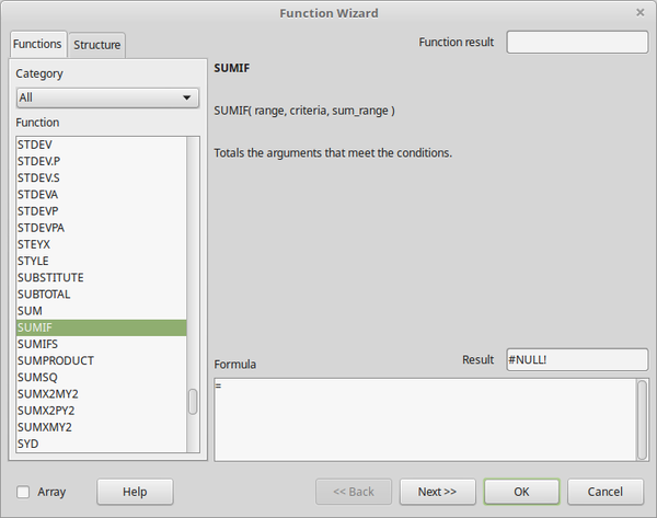 LibreOffice Calc SUMIF example