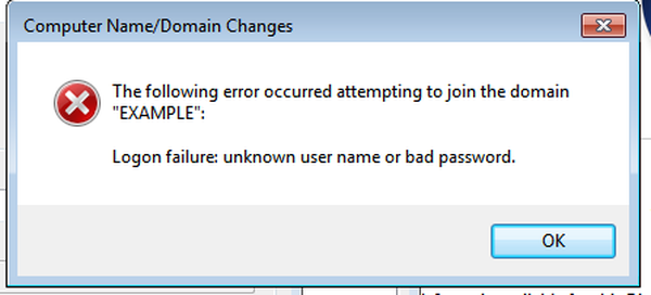 Windows client: Error to join domain