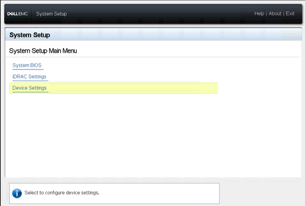 Dell PowerEdge R7527 System Setup Main Menu