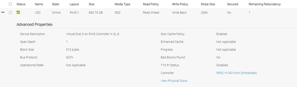 Virtual disk seen in iDRAC 9