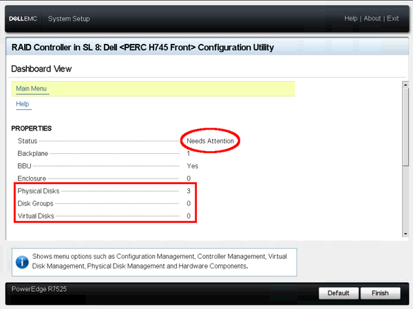 Dell PowerEdge R7527 PERC Configuration Utility Overview