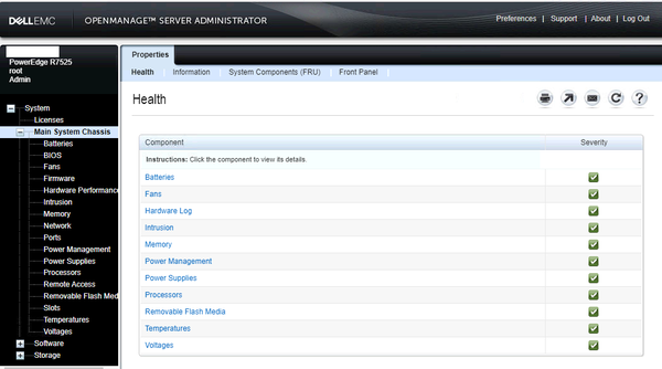 Dell OMSA 10.x hardware component health