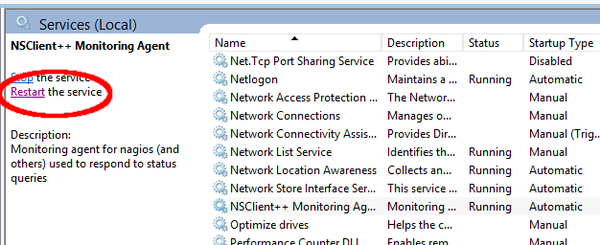 Restart NSclient++ service