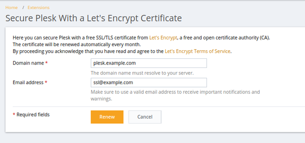 Secure Plesk Server with Let's Encrypt certificate