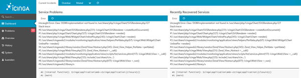 PHP errors in Icingaweb2 dashboard