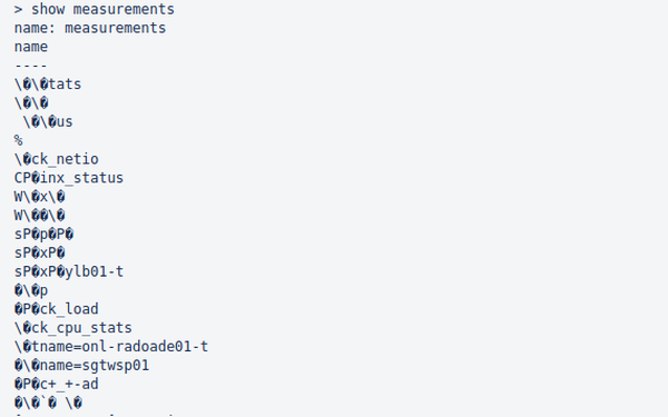 InfluxDB measurements show weird characters