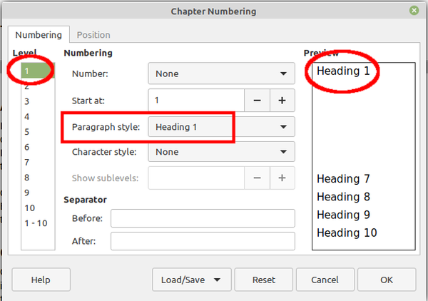 Fixing Chapter Numbering in LibreOffice Writer