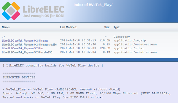 LibreElec 9.2.8 download for Wetek Openelec Play One