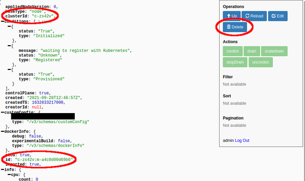 Delete a kubernetes node in Rancher 2 API