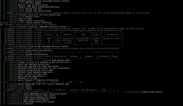 EC2 instance boot in console
