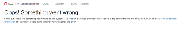 Opera DNS UI for PowerDNS shows oops something went wrong error