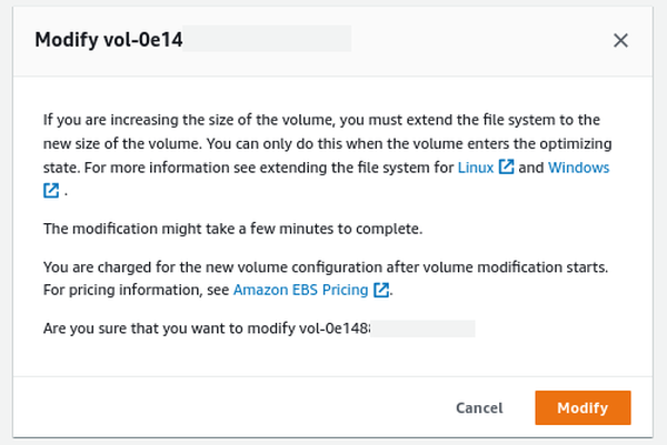 Modified EBS Volume