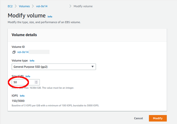 Modify EBS Volume