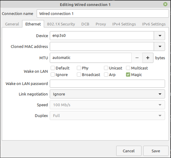 Configure network adapter in Linux Mint