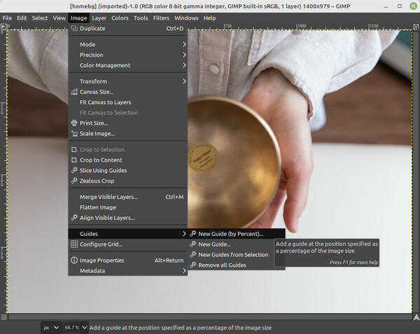 GIMP create new guide by percent