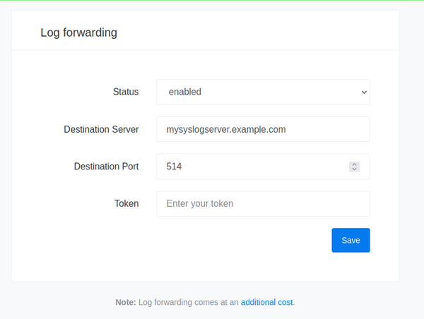 Configure log forwarding in KeyCDN