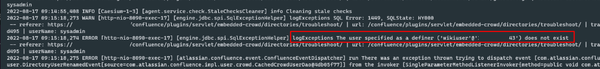SqlException appearing in Confluence logs