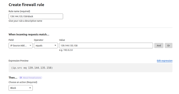 Cloudflare firewall rule block