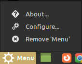 Right-click context menu on the Cinnamon menu button