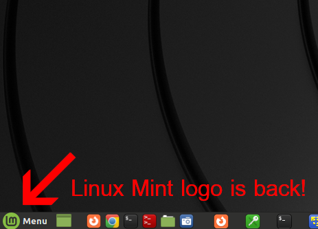 Cinnamon menu icon is now using Linux Mint logo again