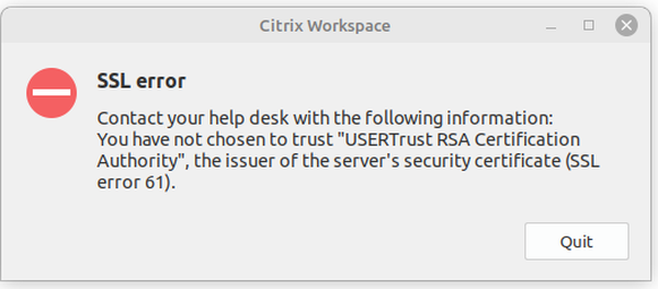 Citrix SSL error when trying to connect with Citrix Workspace