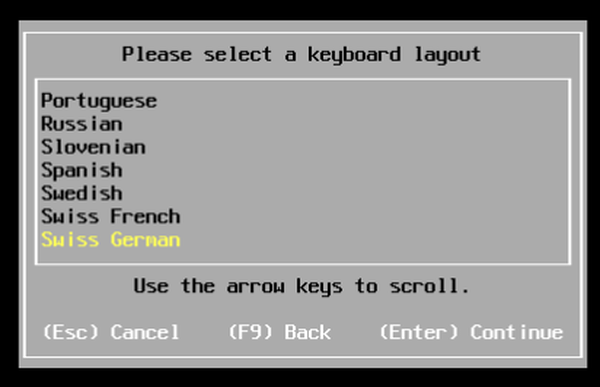 ESXi 8 installer keyboard layout