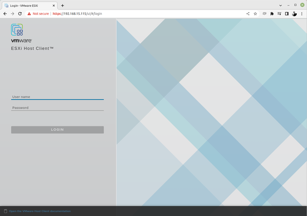 ESXi 8 user interface login