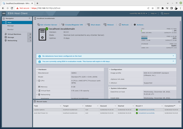 ESXi 8 user interface