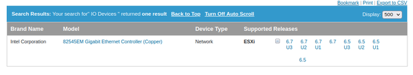 Intel 82545EM Network Card VMware compatibility