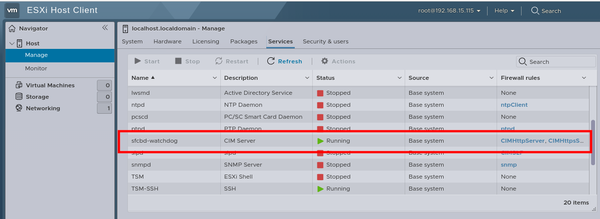 CIM Service is started on ESXi 8